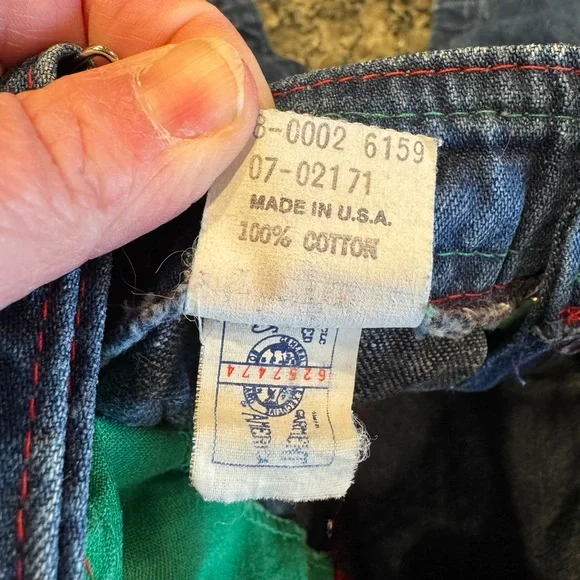 OshKosh 12M Colorblock Baby Outfit 90s Retro Kids Overalls Vintage - Picture 5 of 5